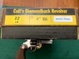 COLT DIAMONDBACK 22 LR. 4” BRIGHT NICKEL, NEW UNFIRED, UNTURNED, 100% COND., NEW IN THE BOX WITH OWNERS MANUAL, HANG TAG, COLT LETTER, ETC - 5 of 5