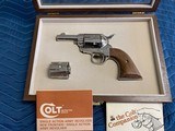COLT 3RD GENERATION SAA SHERIFFS MODEL 44-40 & 44 CYLINDERS, BRIGHT NICKEL, NEW IN PRESENTATION BOX WITH OWNERS MANUAL