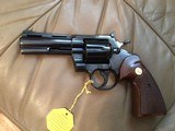 COLT PYTHON 357 MAGNUM, 4” BLUE, MFG. 1966, NEW UNFIRED IN THE BOX WITH OWNERS MANUAL, HANG TAG, COLT LETTER, ETC. - 2 of 6