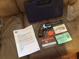 COLT PYTHON “ELITE” 357 MAGNUM, 6” ROYAL BLUE, NEW UNFIRED, UNTURNED IN THE BOX WITH OWNERS MANUAL, HANG TAG, COLT LETTER, ETC. - 1 of 4
