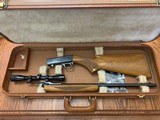 SOLD———BROWNING BELGIUM ATD, LR. CAL. MFG 1968, 99% COND., EQUIPPED WITH 4X REDFIELD 3/4” SCOPE, ALL COMES iIN AIRWAY CASE, - 1 of 5