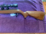 MOSSBERG CHUCKSTER 22 MAGNUM, WALNUT MONTE CARLO, WHITE OUTLINED STOCK, 3X9 TASCO SCOPE WITH SEE THRU MOUNTS, HIGH COND - 2 of 5