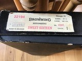 SOLD—BROWNING BELGIUM A-5 SWEET-16, 26” IMPROVED CYLINDER, VENT RIB, ROUND KNOB, MFG. 1962, NEW UNFIRED IN THE BOX WITH OWNER MANUAL IN BLACK ENVELOPE - 10 of 10