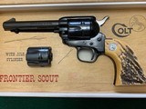 COLT FRONTIER SCOUT “62” 22 LR., 22 MAG. DUAL CYLINDER, LIKE NEW IN THE BOX WITH OWNERS MANUAL - 2 of 4