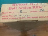 SOLD———-RUGER 77R, FLAT BOLT, 350 REM. CAL., 22” BARREL WITH RINGS, NEW IN THE BOX WITH OWNERS MANUAL, ETC. - 5 of 5