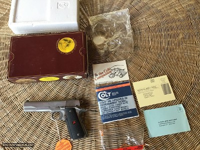 COLT DELTA “ELITE” 10MM CAL., 5” BARREL, STAINLESS, NEW UNFIRED IN THE BOX OWNERS MANUAL, HANG TAG, ETC.