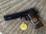 COLT 45 AUTO, WORLD WAR I, “MEUSSE ARGON” COMMERATIVE, MFG. 1967, NEW UNFIRED IN THE PRESENTATION WOOD BOX, WITH HANG TAG - 3 of 9
