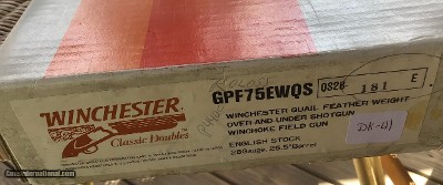 WINCHESTER 101 CLASSIC DOUBLES, 28 GA., “QUAIL” FEATHER WEIGHT, ENGLISH STOCK, 25” WINCHOKE, OVER & UNDER FIELD, NEW UNFIRED IN THE BOX - Image 10 of 10