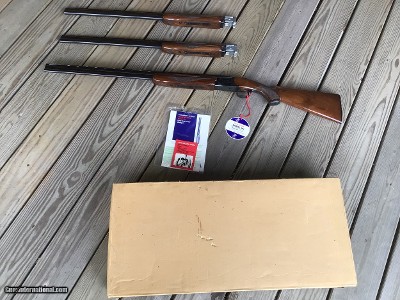 WINCHESTER 101, SMALL BORE, 3 GAUGE SKEET SET, 410 GA., 28 GA., 20 GA., ALL NEW UNFIRED IN THE BOX WITH OWNERS MANUAL, HANG TAG, ETC.