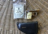 BROWNING BELGIUM “BABY” 25 AUTO, LIGHTWEIGHT ALUMINUM FRAME, BRIGHT NICKEL, GOLD TRIGGER, PEARLITE GRIPS, NEW UNFIRED IN BROWNING ZIPPER POUCH - 2 of 5