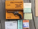 HIGH STANDARD DOUBLE NINE, 22 LR., 5 1/2” BARREL “RARE BRIGHT NICKEL” NEW IN THE BOX WITH ALL THE PAPERS - 1 of 6
