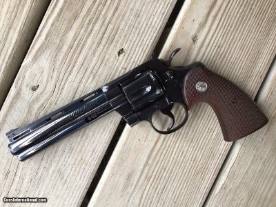 COLT PYTHON 357 MAGNUM 6” BLUE, MFG. 1957, SERIAL# 30xx, ALL ORIGINAL BLUE & GRIPS, VERY HIGH COND.
