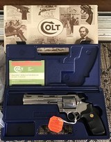 COLT ANACONDA 44 MAGNUM, 6” STAINLESS, NEW IN THE COLT PICTURE BOX WHICH THE EARLY ANACONDAS CAME IN