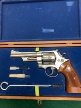 SMITH & WESSON RARE 27-2, 5” NICKEL, TARGET TRIGGER, TARGET HAMMER, TARGET GRIPS, NEW IN S&W PRESENTATION CASE WITH CLEANING TOOLS & OWNERS MANUAL - 1 of 5
