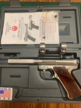 RUGER MARK III COMPETITION TARGET 5 1/2” BULL BARREL WITH SCOCE BASE & RINGS, 99% COND. IN THE BOX WITH OWNERS MANUAL - 1 of 4