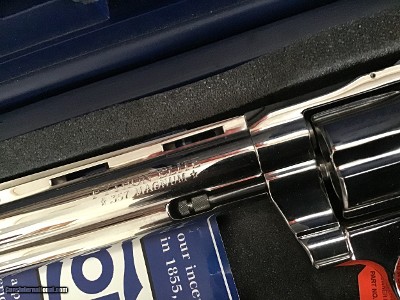 COLT PYTHON 357 MAGNUM “ELITE” RARE BRIGHT STAINLESS, 6” BARREL, NEW UN FIRED, UNTURNED, 100% COND. IN THE BOX WITH OWNERS MANUAL, HANG TAG, ETC. - Image 6 of 7
