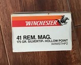 AMMO 41 REM. MAGNUM, WINCHESTER SUPER-X, 175 GR. SILVER TIP HOLLOW POINT, BOX OF 20 - 2 of 2
