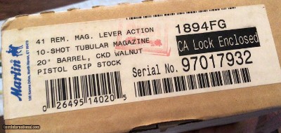 MARLIN 1894, 41 MAGNUM, JM STAMPED, 20”BARREL NEW UNFIRED IN THE BOX WITH OWNERS MANUAL, ETC. - Image 8 of 8