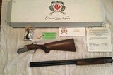 RUGER RED LABEL “50TH ANNIVERSARY 1949-1999” 28 GA. ENGRAVED WITH GOLD GROUSE ON THE RECEIVER, NEW UNFIRED IN THE BOX WITH PAPERS, CHOKE TUBES - 2 of 8