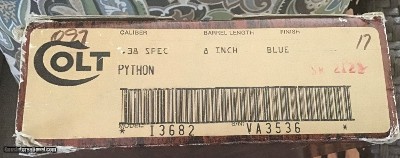 COLT PYTHON “TARGET” 38 SPC. 8” BARREL, ROYAL BLUE, NEW UNFIRED, UNTURNED 100% COND. IN THE BOX WITH OWNERS MANUAL, HANG TAG, ETC. - Image 8 of 8