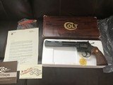 COLT PYTHON “TARGET” 38 SPC. 8” BARREL, ROYAL BLUE, NEW UNFIRED, UNTURNED 100% COND. IN THE BOX WITH OWNERS MANUAL, HANG TAG, ETC. - 1 of 8