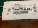 WINCHESTER 70 SA, 22-250, 26” HEAVY VARMINT, STAINLESS, MFG. IN THE USA. 99+% COND. IN THE BOX WITH SCOPE RINGS, - 5 of 5