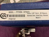 COLT PYTHON 357 MAGNUM 3” STAINLESS, NEW IN THE BOX - 5 of 5