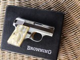 BROWNING BELGIUM BABY 25 AUTO, BRIGHT NICKEL WITH PEARLITE GRIPS, NEW IN THE BOX - 2 of 4