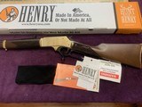 HENRY SIDE GATE 38-55 CAL. BRASS RECEIVER, 20” BLUE BARREL, NEW IN THE BOX - 1 of 5