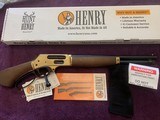HENRY BRASS AXE 410 GA. LEVER ACTION, WALNUT STOCK, INVECTOR CHOKE, NEW IN THE BOX - 1 of 5