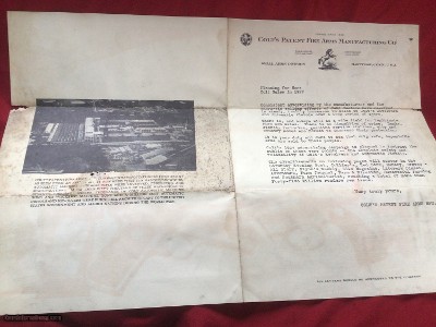 COLT OFFICERS TARGET 38 SPC. 6” HEAVY BARREL WITH PATRIDGE SIGHT, COLT LETTER FROM 1927, WITH COLORFUL PIC’S ON BACK - Image 4 of 9