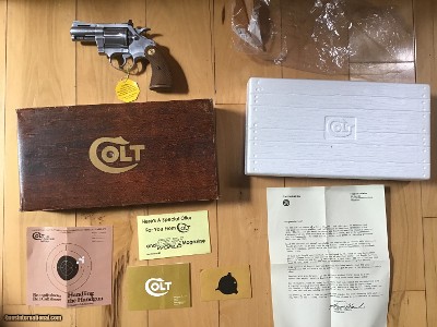COLT DIAMONDBACK 38 SPC. 2 1/2” ELECTROLESS NICKEL, MFG 1977 NEW IN THE BOX WITH OWNERS MANUAL, HANG TAG, COLT LETTER, COLT SCREW DRIVER, ETC.