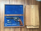 SMITH & WESSON 57 NO DASH, 41 MAGNUM 6” BLUE, IN THE SMITH WOOD PRESENTATION CASE WITH CLEAING TOOLS, ALSO COMES IN THE FACTORY SHIPPING CARTON