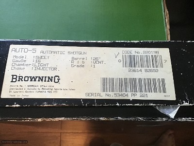 BROWNING A-5, SWEET-16, 26” VENT RIB, NEW UNFIRED IN THE BOX WITH 3 CHOKE TUBES & WRENCH - Image 9 of 9