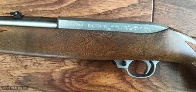 RUGER 10-22, 22LR. INTERNATIONAL CHECKEREDMANLICHER WALNUT STOCK, STAINLESS STEEL, NEW UNFIRED IN THE BOX WITH OWNERS MANUAL, ETC. - Image 7 of 8