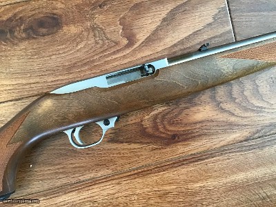 RUGER 10-22, 22LR. INTERNATIONAL CHECKEREDMANLICHER WALNUT STOCK, STAINLESS STEEL, NEW UNFIRED IN THE BOX WITH OWNERS MANUAL, ETC. - Image 5 of 8