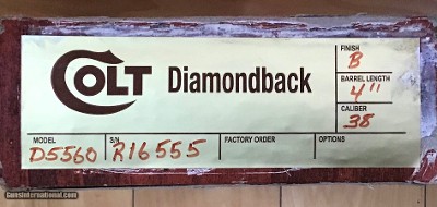 COLT DIAMONDBACK 38 SPC. 4” BLUE, MFG. 1978, NEW IN THE BOX WITH OWNERS MANUAL, HANG TAG, COLT LETTER, ETC. - Image 5 of 5