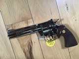 COLT PYTHON 357 MAGNUM, 6” BRIGHT NICKEL, MFG. 1975, NEW IN THE BOX, WITH OWNERS, HANG TAG, COLT LETTER ETC. - 3 of 4