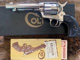 COLT SAA ARMY 2 ND GENERATION 38 SPC. 5 1/2” BRIGHT NICKEL, AS NEW IN THE BOX, NO TURN LINE, COMES WITH OWNER MANUAL, ETC. - 1 of 9