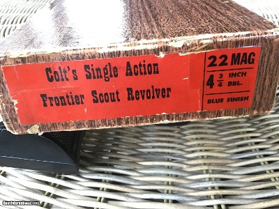 COLT FRONTIER SCOUT 22 MAGNUM 4 3/4” BARREL, NEW UNFIRED IN THE BOX WITH OWNERS MANUAL - Image 8 of 9