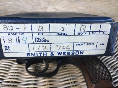 SMITH & WESSON 32-1 TERRIER 38 S&W CAL. 2”.BARREL, NEW UNFIRED IN THE BOX WITH CLEANINGTOOLS IN PLASTIC & OWNERS MANUAL - Image 4 of 6