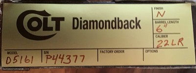 COLT DIAMONDBACK 22 LR. 6” BRIGHT NICKEL, NEW, UNFIRED, UNTURNED 100% COND. NO DISAPPOINTMENTS - Image 5 of 5