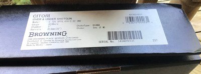 BROWNING CITORI 725 SPORTING 410 GA., 32” INVECTOR BARREL, CHOKE DIANA,3” FULL & MOD., NEW UNFIRED IN THE BOX WITH OWNERS MANUAL & ETC. - Image 2 of 9