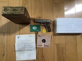 COLT COMBAT COMMANDER 45 ACP. SATIN NICKEL, SERIES 70, NEW UNFIRED IN THE BOX WITH OWNERS MANUAL, HANG TAG, COLT LETTER, ETC. - 1 of 3