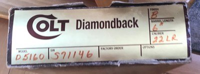 COLT DIAMONDBACK 22 LR. 6” BLUE LIKE NEW IN THE BOX WITH OWNERS MANUAL, HANG TAG, COLT LETTER, ETC. - Image 4 of 4