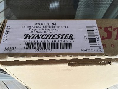 WINCHESTER 94 LEVER ACTION 357 MAGNUM TRAPPER, TANG SAFETY 16” BARREL, NEW UNFIRED IN THE BOX WITH HANG TAG & OWNERS MANUAL - Image 10 of 10