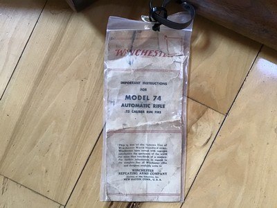 WINCHESTER 74, 22 LR., COMES WITH ORIGINAL OWNERS MANUAL, EXC.COND. - Image 5 of 9