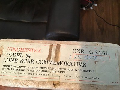 WINCHESTER 94 “LONE STAR” COMMERATIVE 30-30 CAL. NEW UNFIRED IN THE BOX WITH OWNERS MANUAL, HANG TAG, ETC. - Image 8 of 8