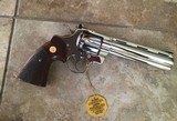 COLT PYTHON 357 MAGNUM, 6” BRIGHT NICKEL, NEW UNFIRED 100% COND. IN THE BOX WITH OWNERS MANUAL, HANG TAG, COLT LETTER, ETC. - Image 2 of 4