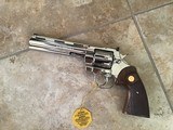 COLT PYTHON 357 MAGNUM, 6” BRIGHT NICKEL, NEW UNFIRED 100% COND. IN THE BOX WITH OWNERS MANUAL, HANG TAG, COLT LETTER, ETC. - Image 3 of 4